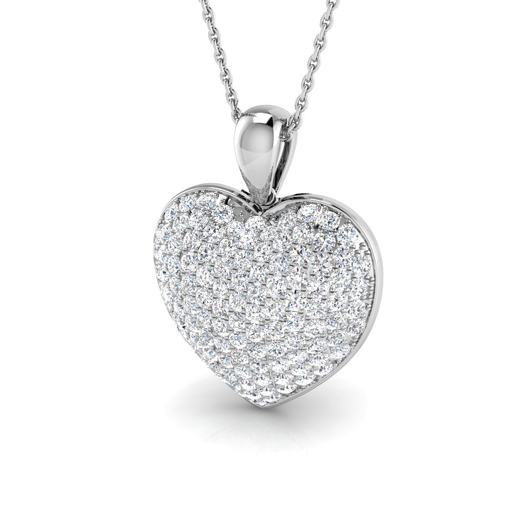 1.47ct Natural Diamond Heart Pendant in 18K White Gold