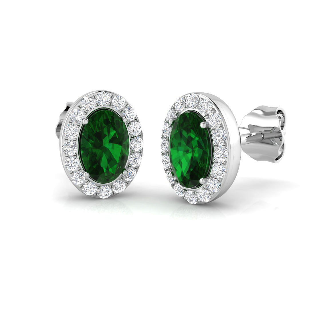 Emerald Earrings in 18K White Gold