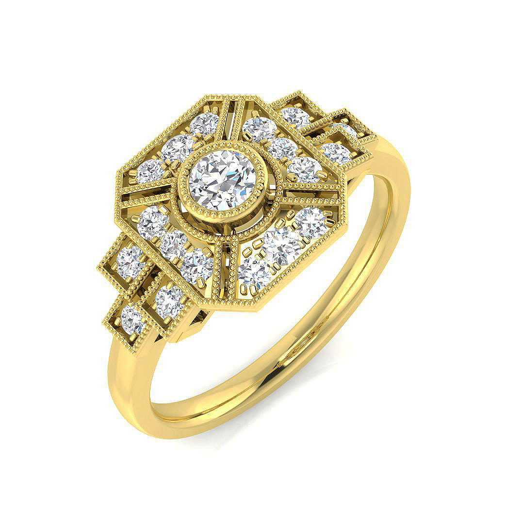 0.40ct Natural Diamond Vintage Ring in 9K Two Tone