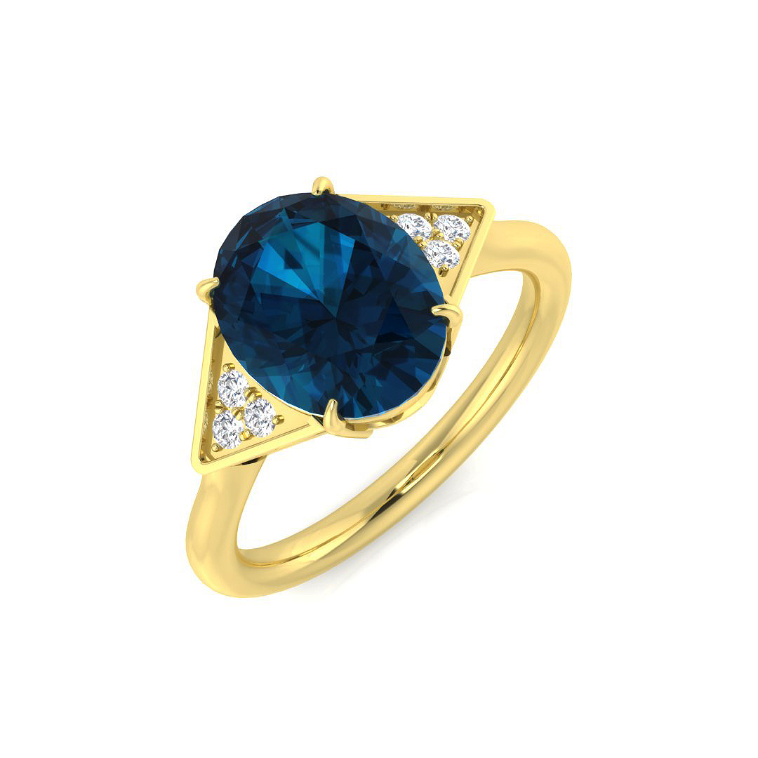 London Blue Topaz Ring in 9K Yellow Gold