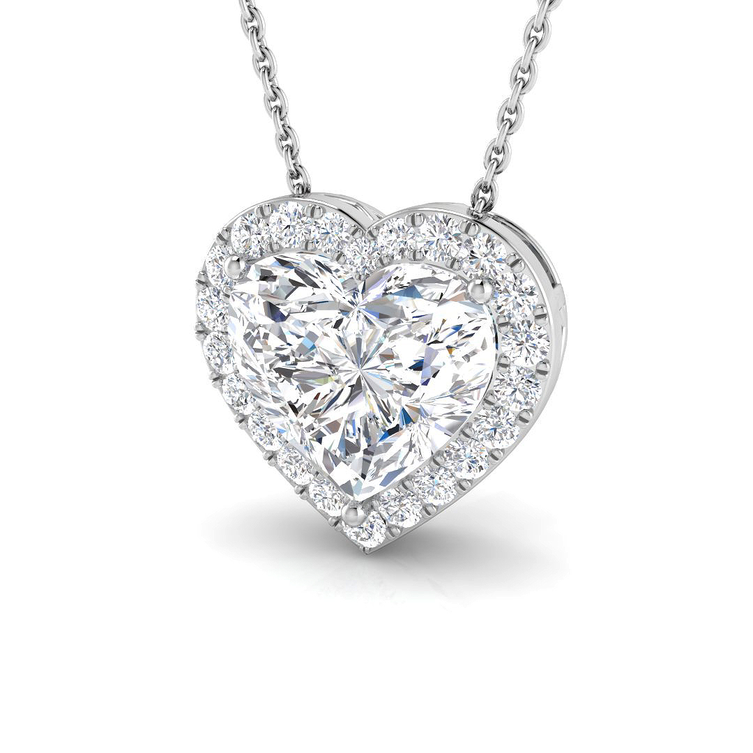 4.17ct Natural Diamond Heart Pendant in 18K White Gold