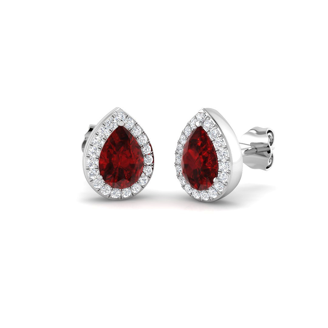 Ruby Earrings in 9K White Gold