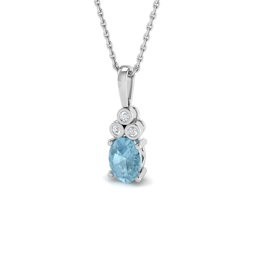 Aquamarine Pendant in 9K White Gold