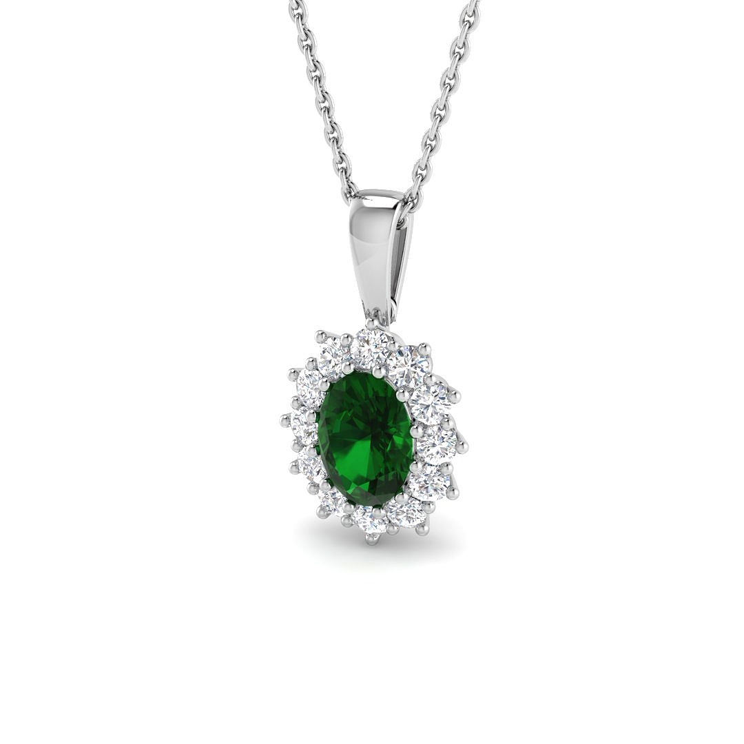 1.20ct Lab-Grown Diamond Emerald Pendant in 9K White Gold