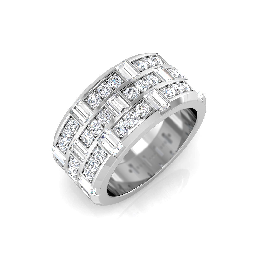 1.56ct Natural Diamond Baguette & Brilliant Ring in 9K White Gold