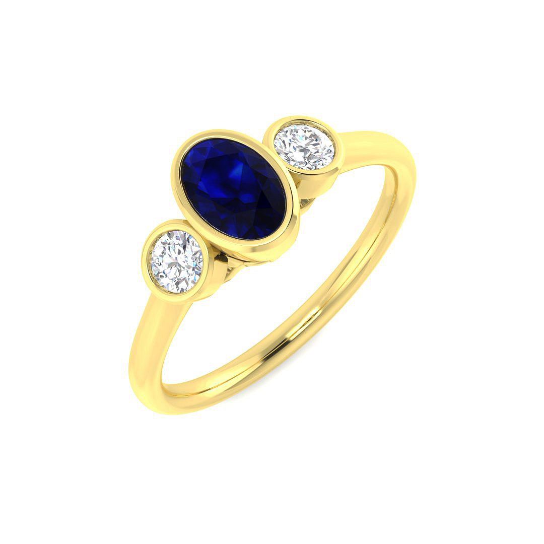 Blue Sapphire Ring in 9K Yellow Gold