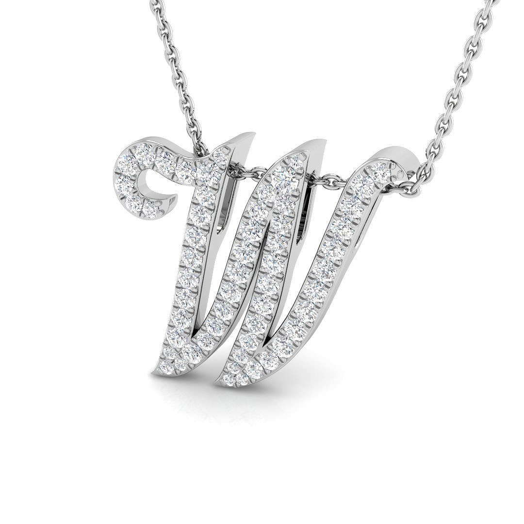 0.44ct Natural Diamond Initials Pendant in 9K White Gold