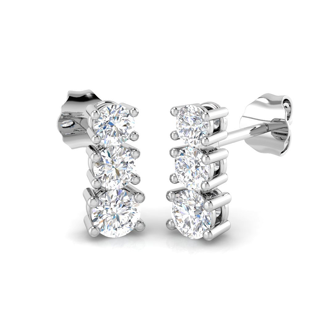 0.69ct Lab-Grown Diamond Drop & Trilogy Earrings in 9K White Gold