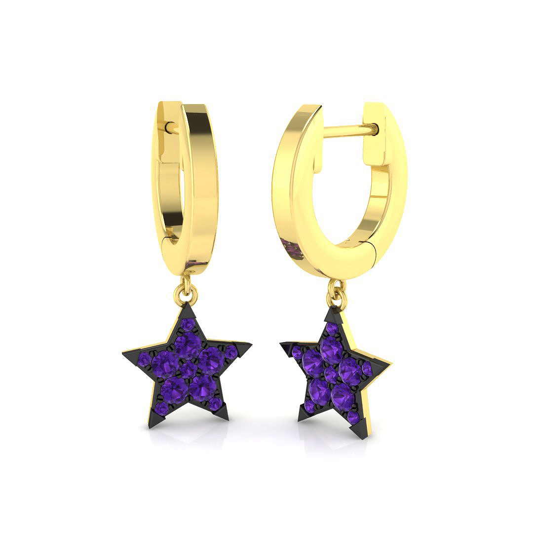 0.27ct Natural Diamond Drop & Trilogy Earrings in 9K Yellow Gold