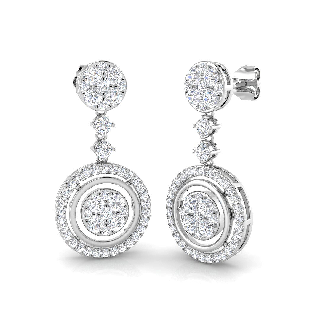 1.86ct Natural Diamond Drop & Trilogy Earrings in 18K White Gold