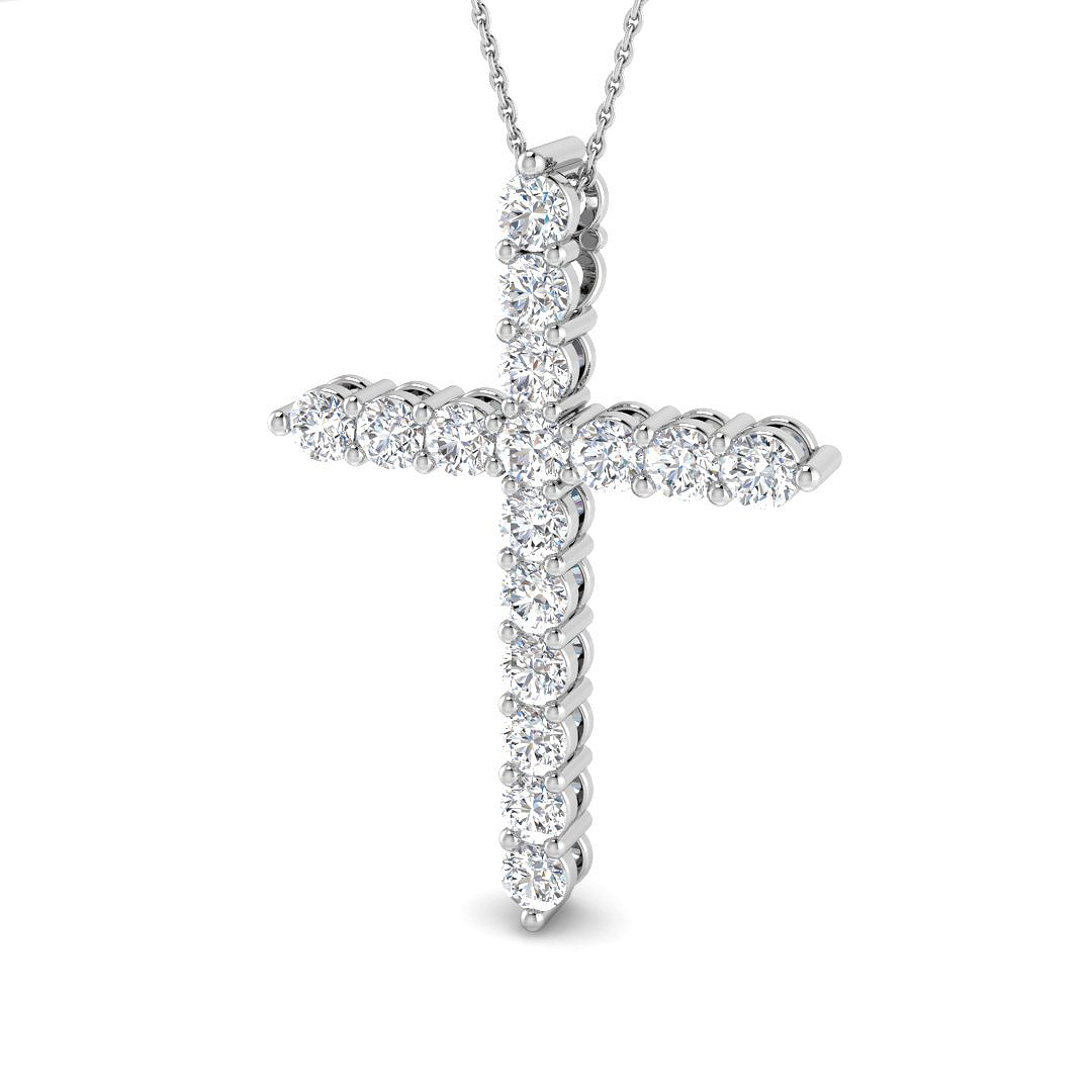 2.97ct Lab-Grown Diamond Cross Cross Pendant in 9K White Gold