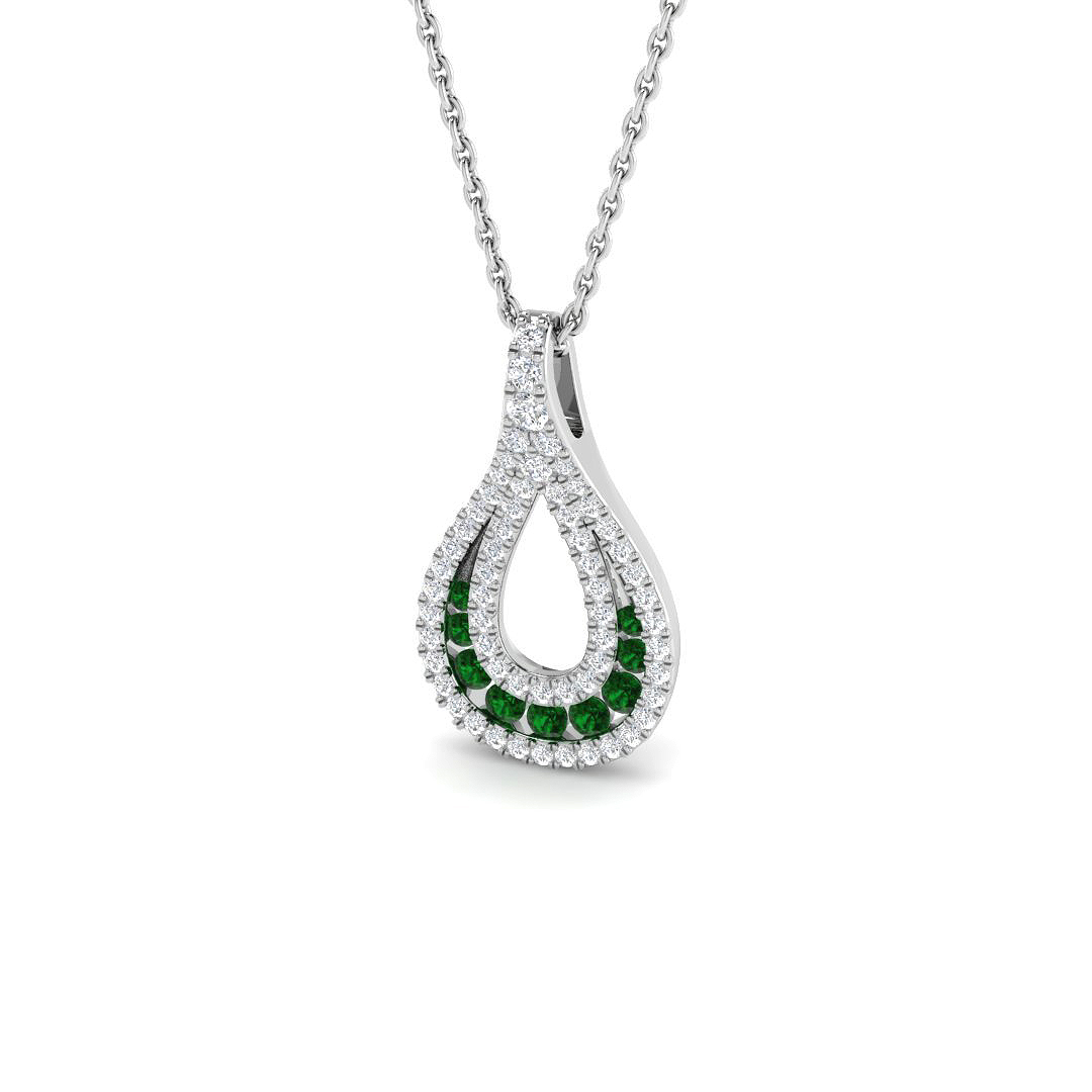 Emerald Pendant in 9K White Gold