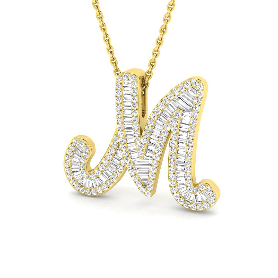 0.63ct Natural Diamond Initials Pendant in 9K Yellow Gold