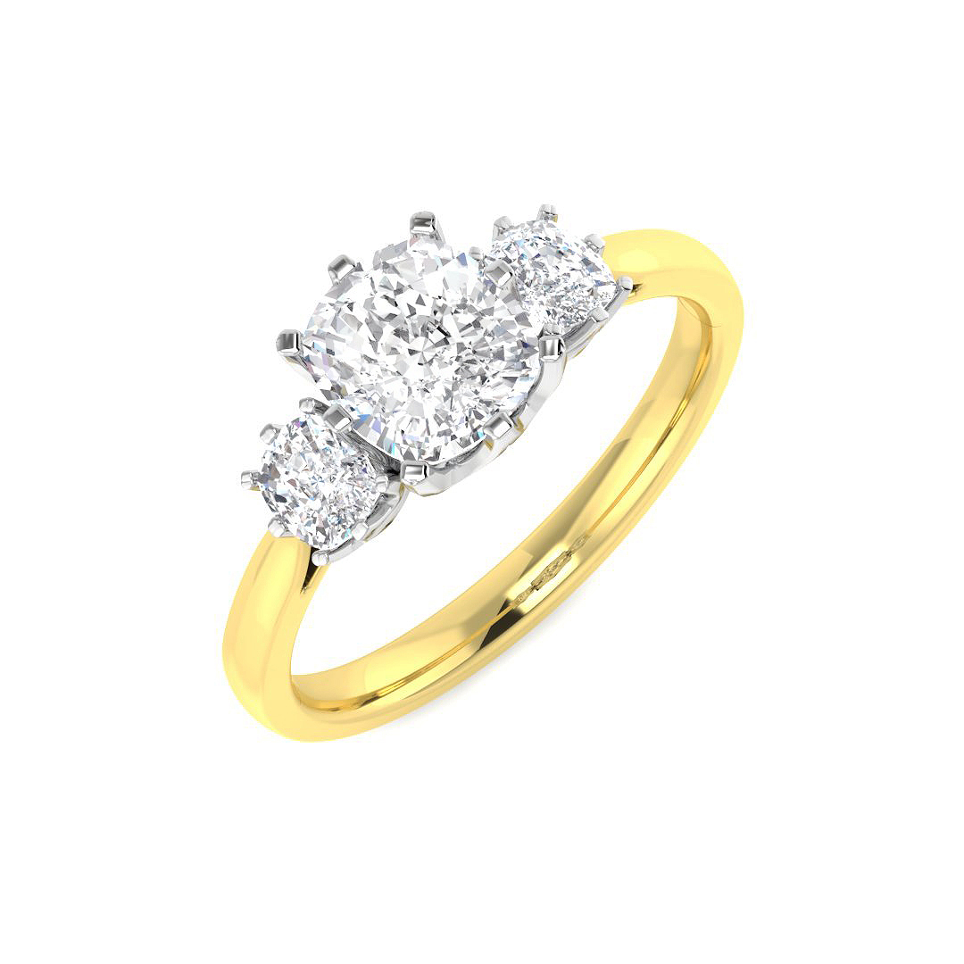 1.32ct Lab-Grown Diamond 3 Stone Ring in 9K Two Tone