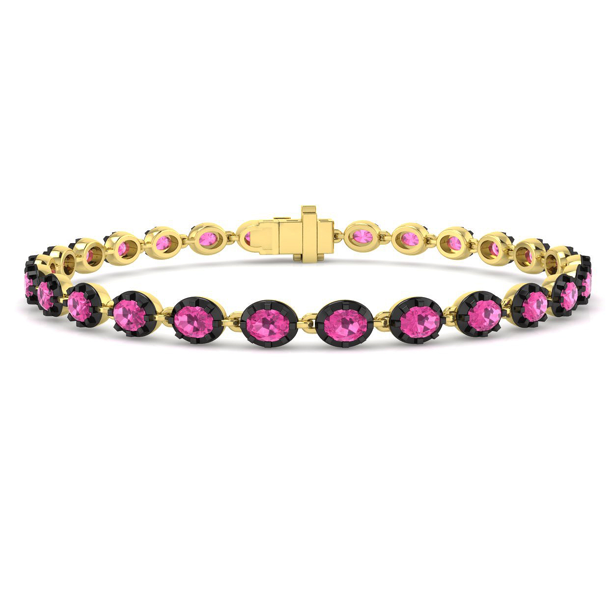 Pink Sapphire Bracelet in 9K Yellow Gold