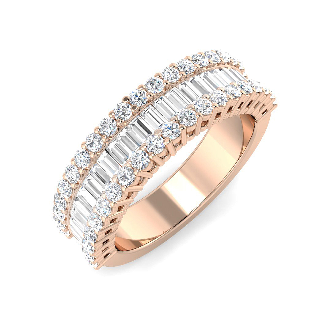 1.40ct Natural Diamond Baguette & Brilliant Ring in 18K Rose Gold