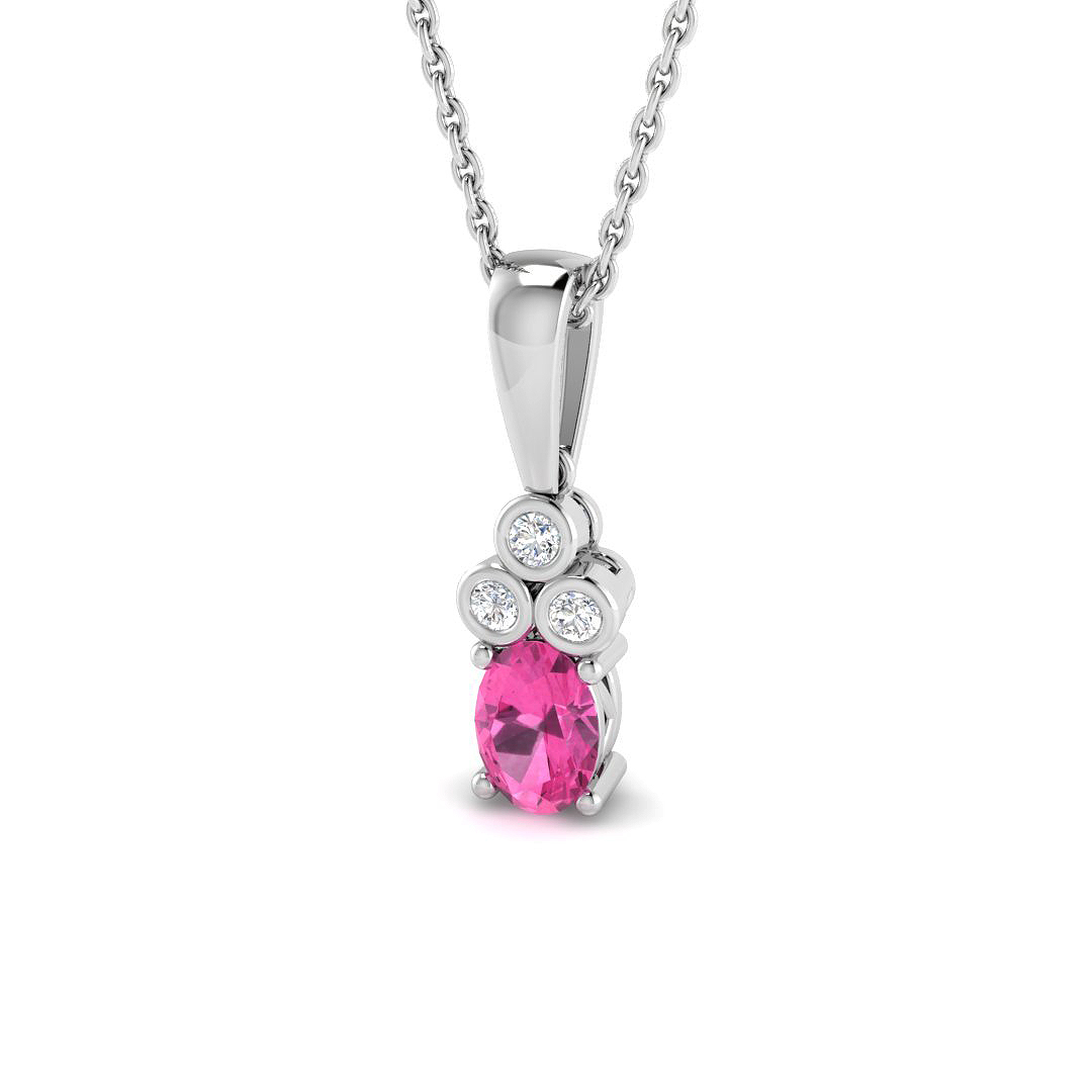 Pink Sapphire Pendant in 9K White Gold