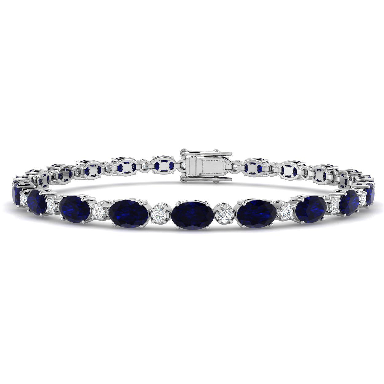 Blue Sapphire Bracelet in 18K White Gold