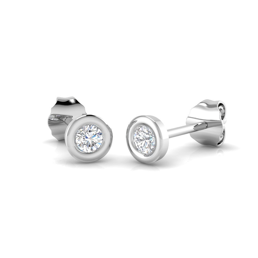 0.18ct Natural Diamond Solitaire Earrings in 18K White Gold