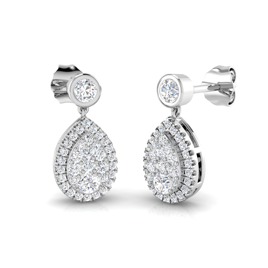 0.55ct Natural Diamond Fancy Earrings in 9K White Gold