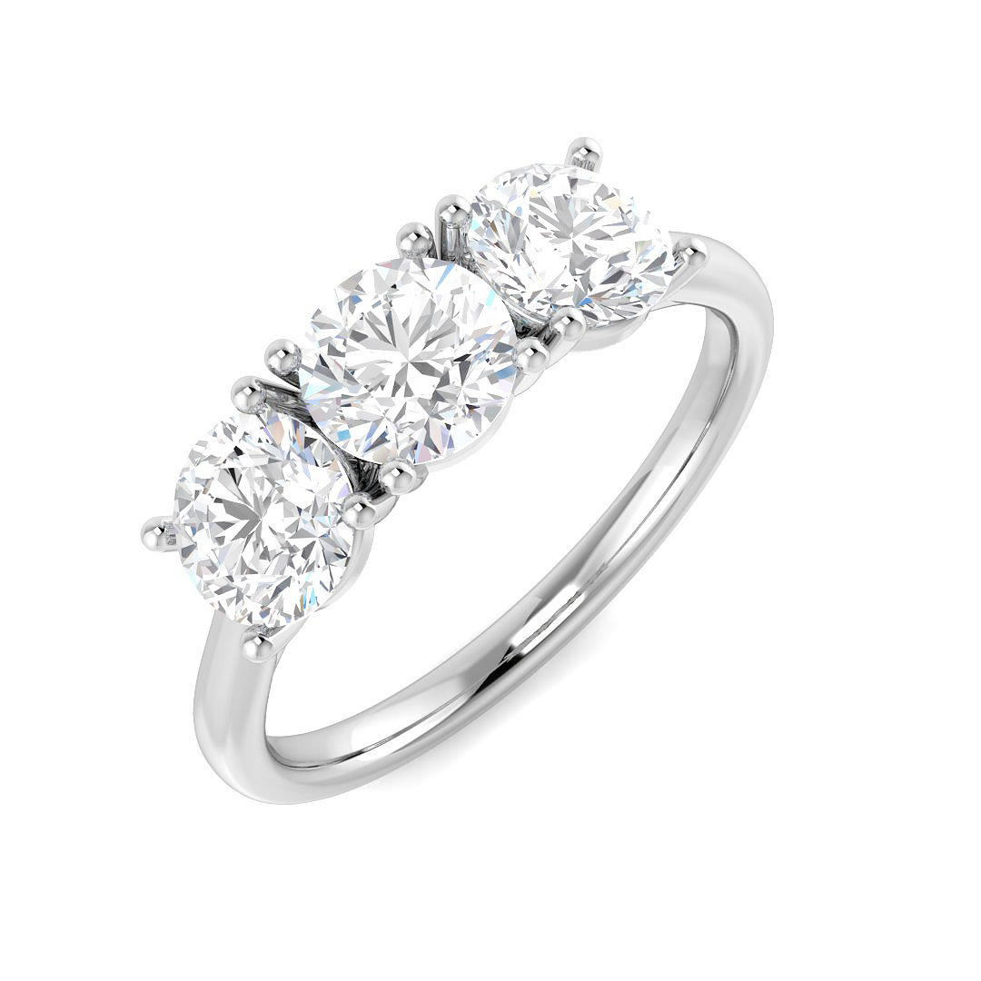 2.10ct Natural Diamond 3 Stone Ring in Platinum Platinum