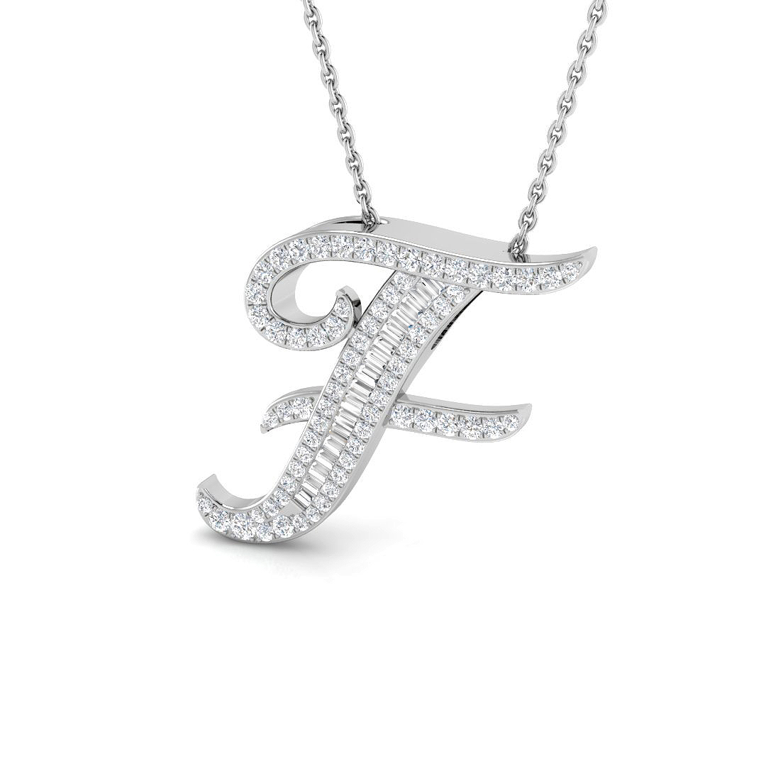 0.37ct Natural Diamond Initials Pendant in 9K White Gold
