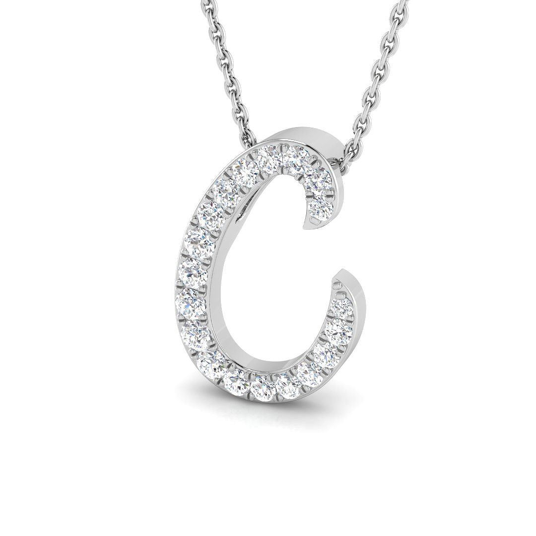 0.30ct Natural Diamond Initials Pendant in 9K White Gold