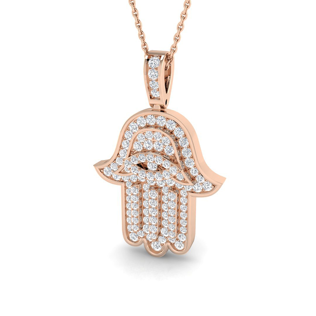 0.70ct Natural Diamond Religious Pendant in 9K Rose Gold