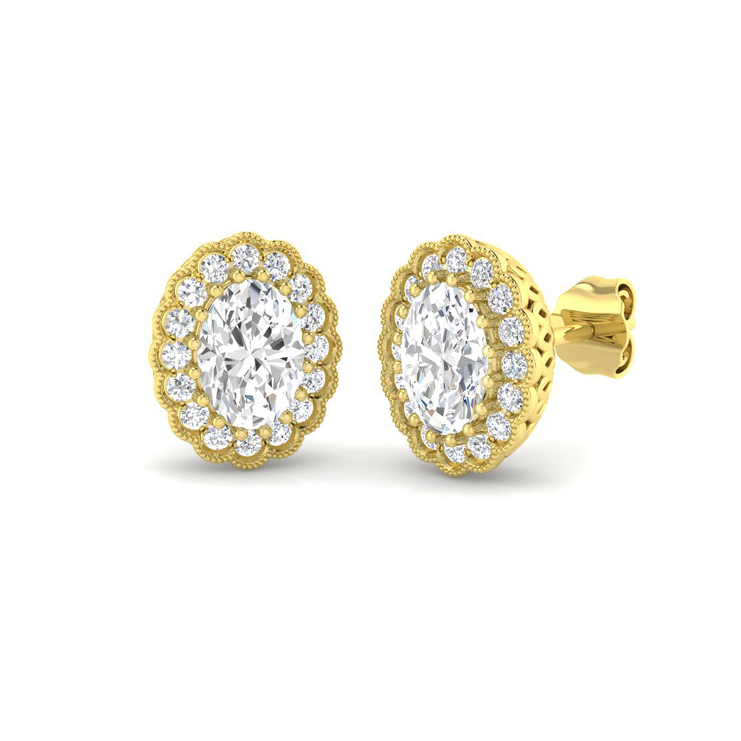 1.71ct Lab-Grown Diamond Halo Earrings in 9K Yellow Gold