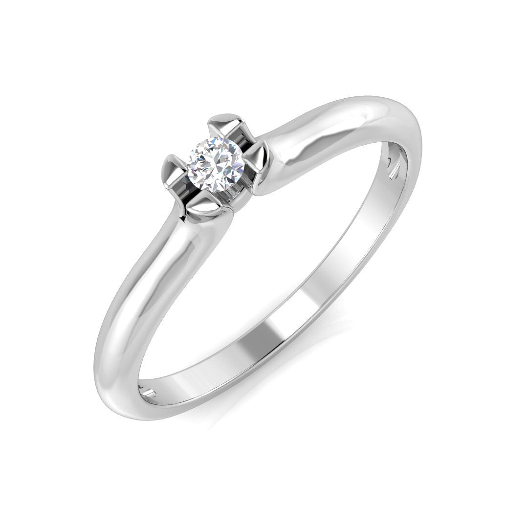 0.06ct Natural Diamond Engagement Ring in 14K White Gold