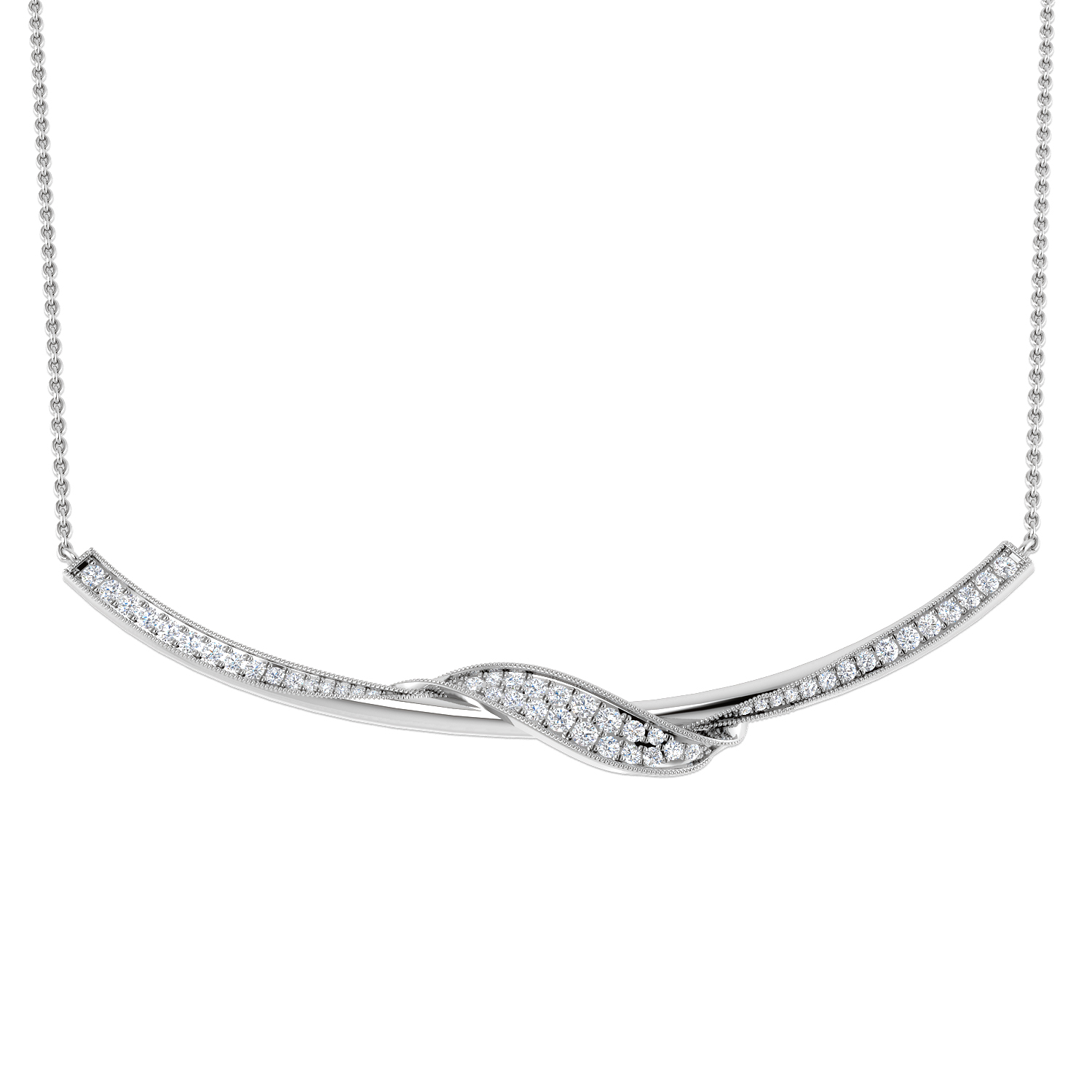 0.39ct Natural Diamond Vintage Necklace in 18K White Gold