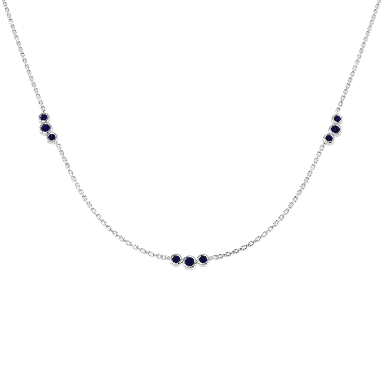 Blue Sapphire Necklace in 9K White Gold