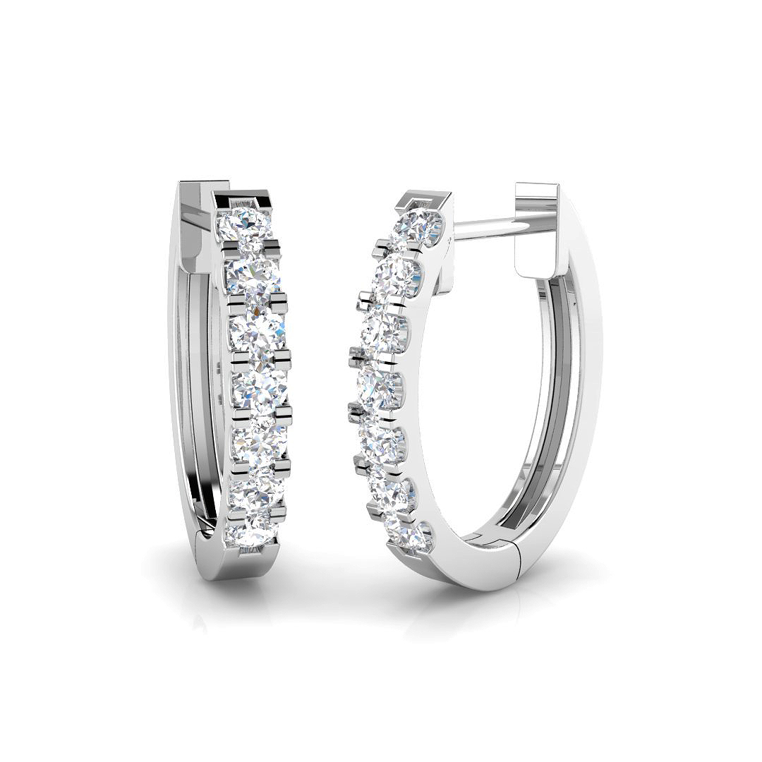 0.31ct Natural Diamond Hoops Earrings in 9K White Gold