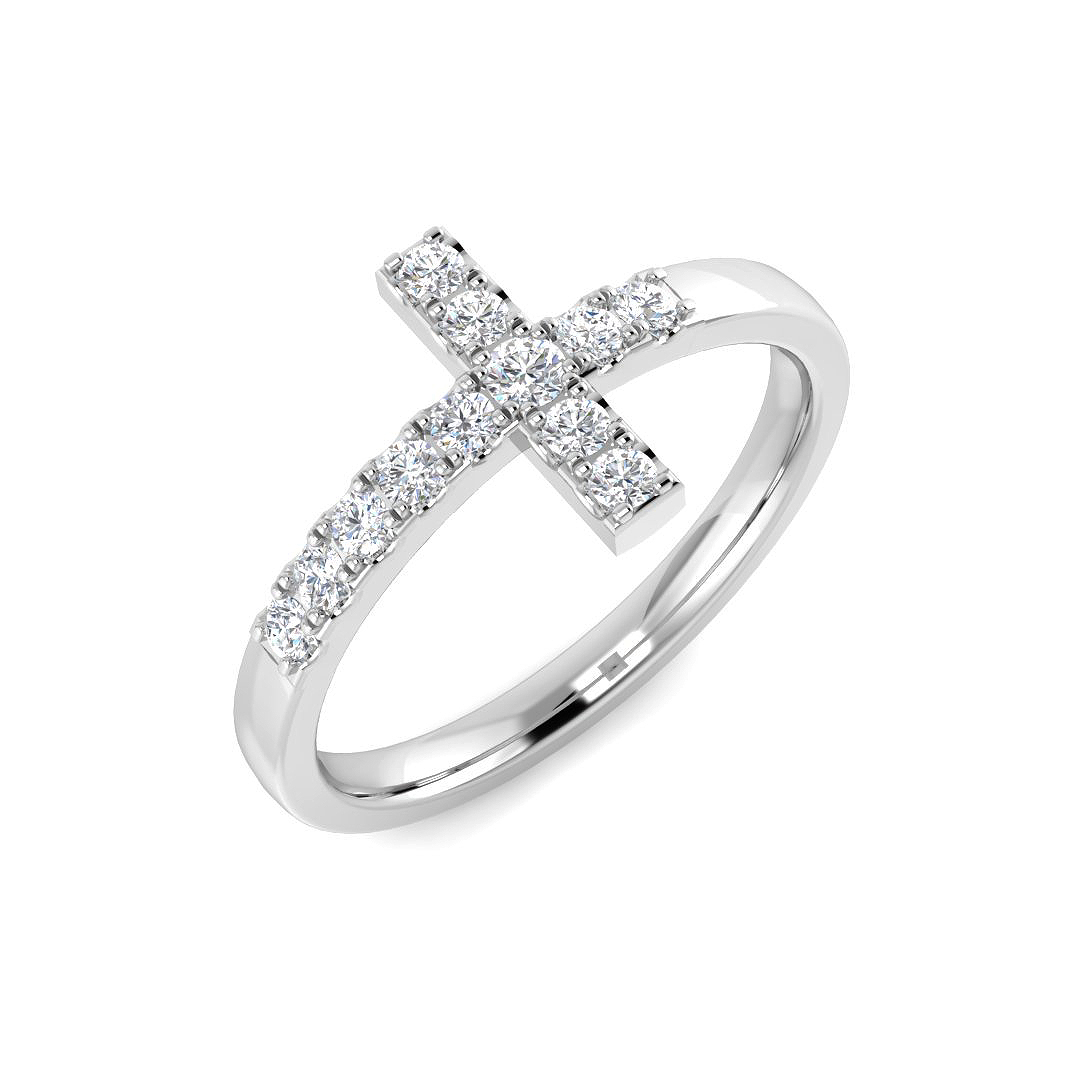 0.25ct Lab-Grown Diamond Cross Ring in 9K White Gold