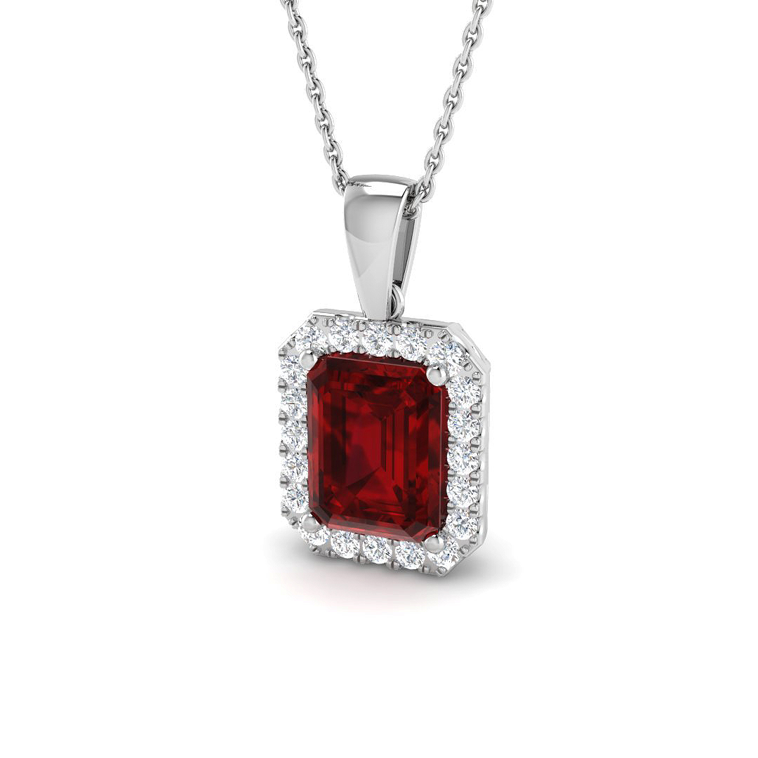 Ruby Pendant in 9K White Gold