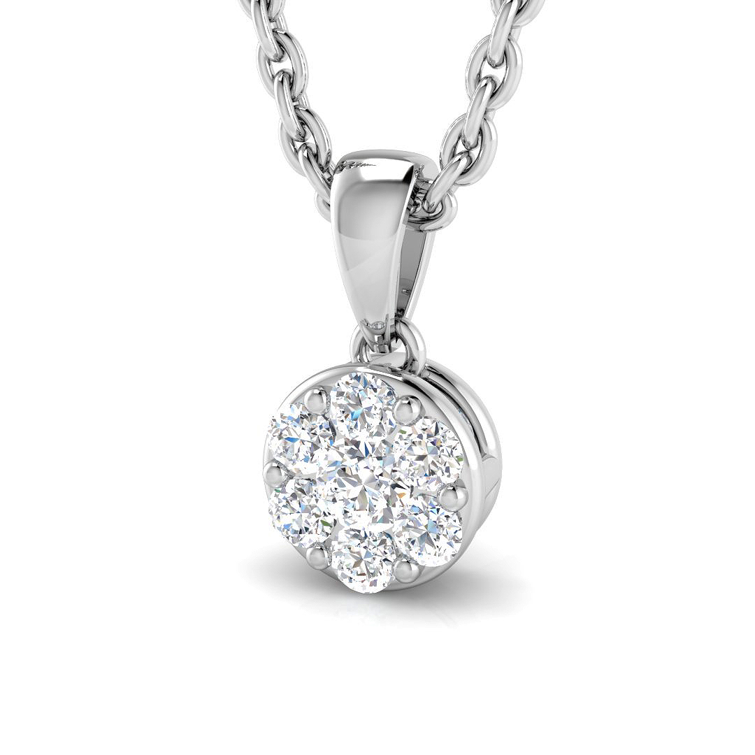 0.07ct Natural Diamond Cluster Pendant in 9K White Gold