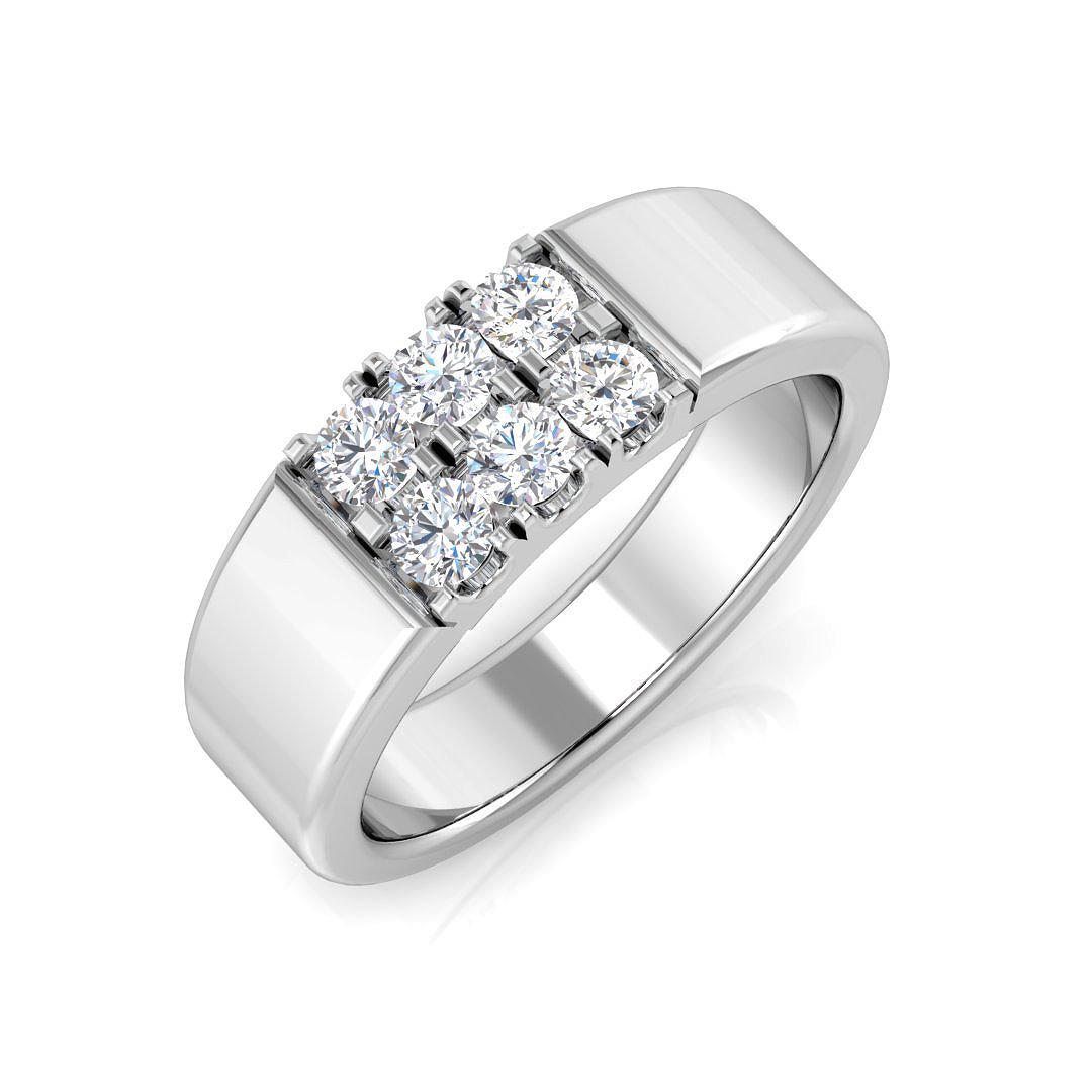 0.38ct Natural Diamond Signet Ring in 14K White Gold