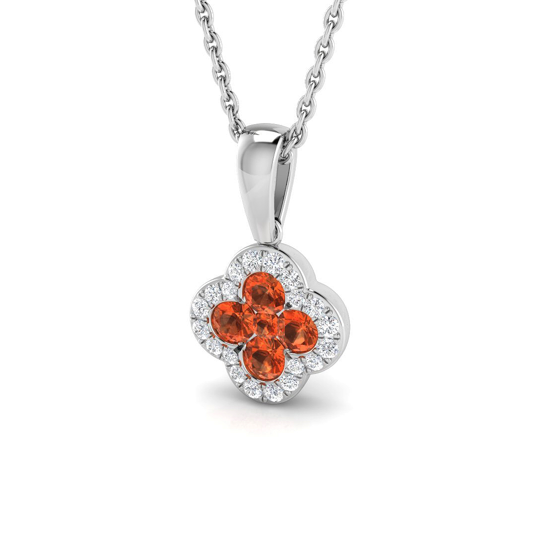 Multi Sapphire Pendant in 18K White Gold