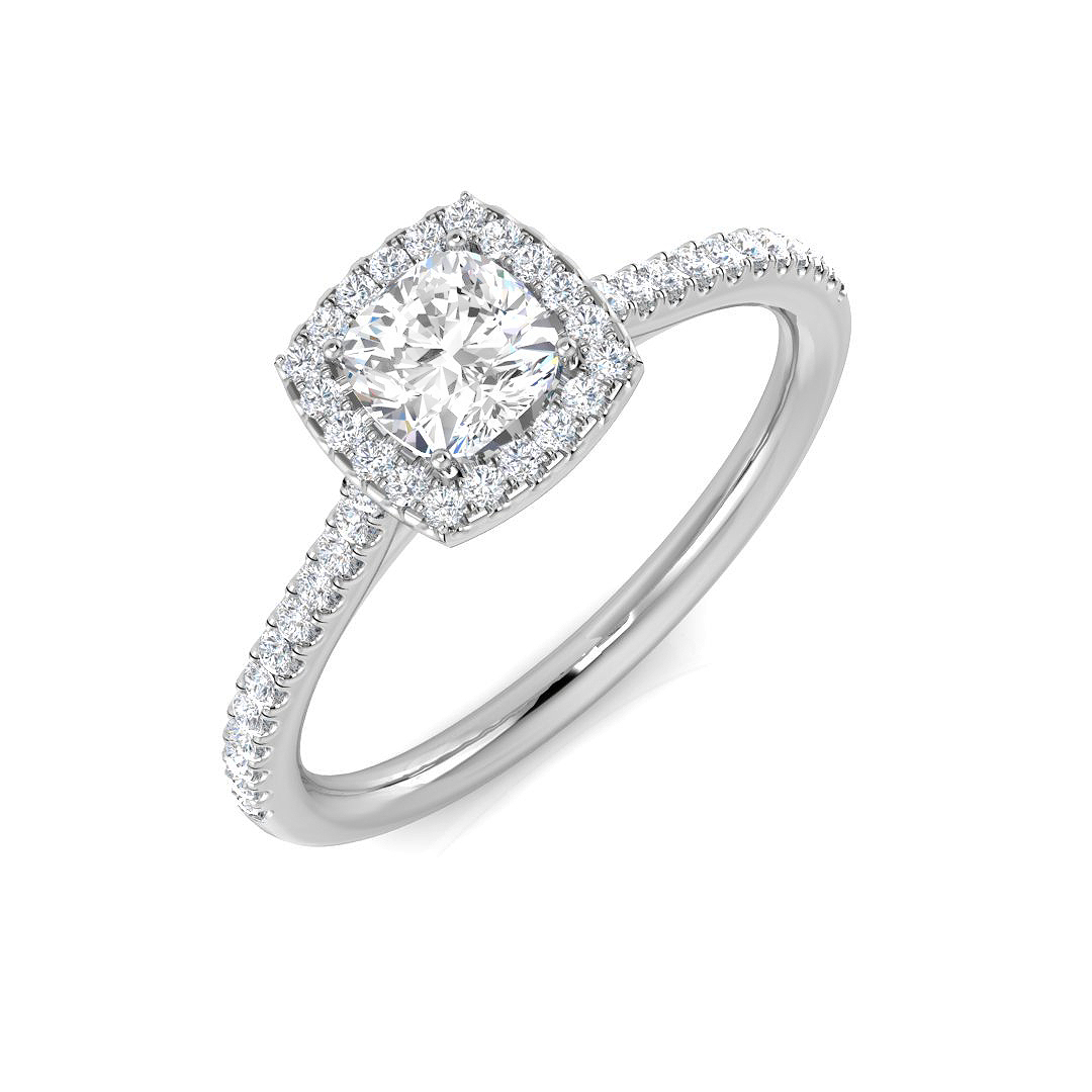 0.68ct Natural Diamond Halo Ring in Platinum Platinum