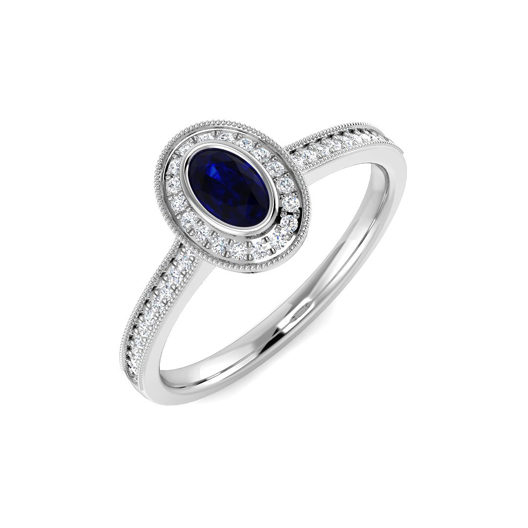 Blue Sapphire Ring in 9K White Gold