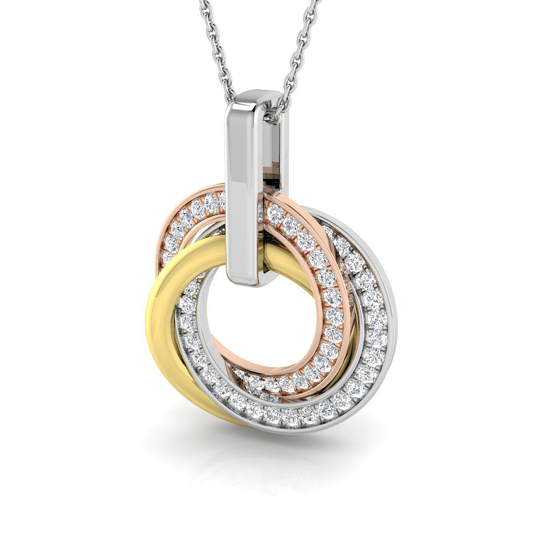 0.54ct Natural Diamond Circle of Life Pendant in 9K 3 TONE