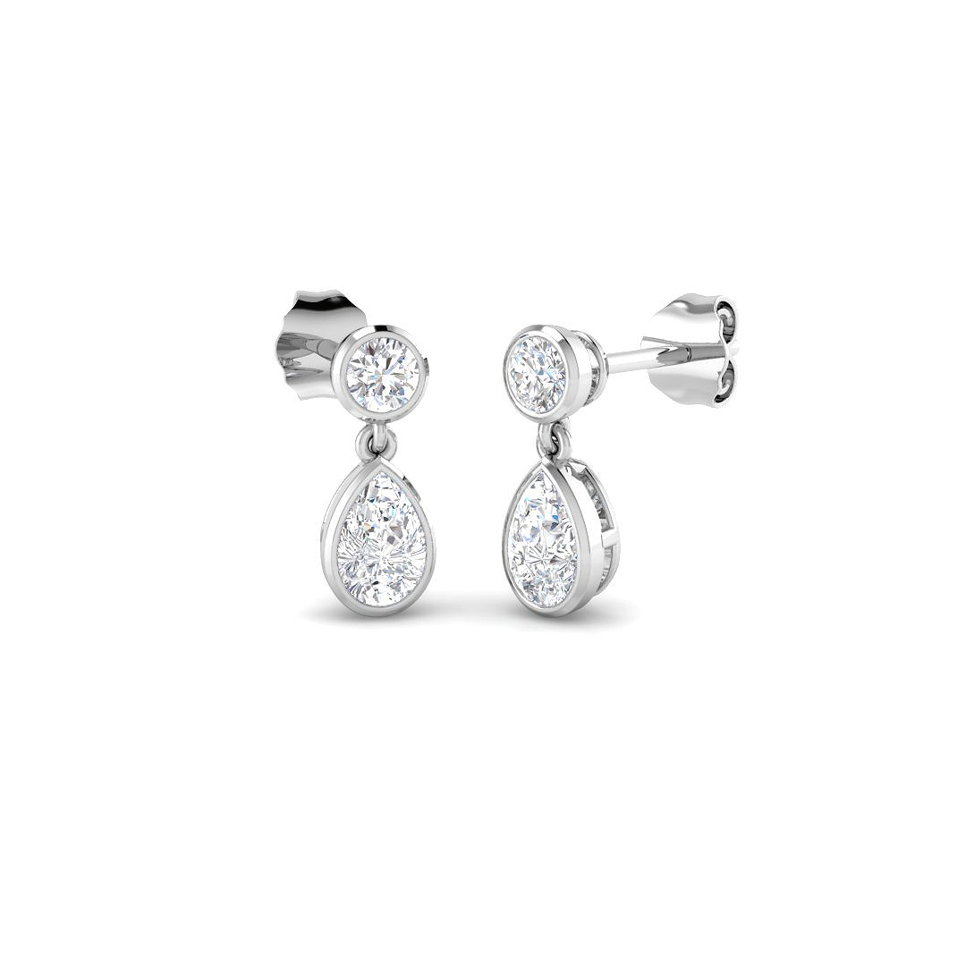 0.97ct Lab-Grown Diamond Drop & Trilogy Earrings in 9K White Gold