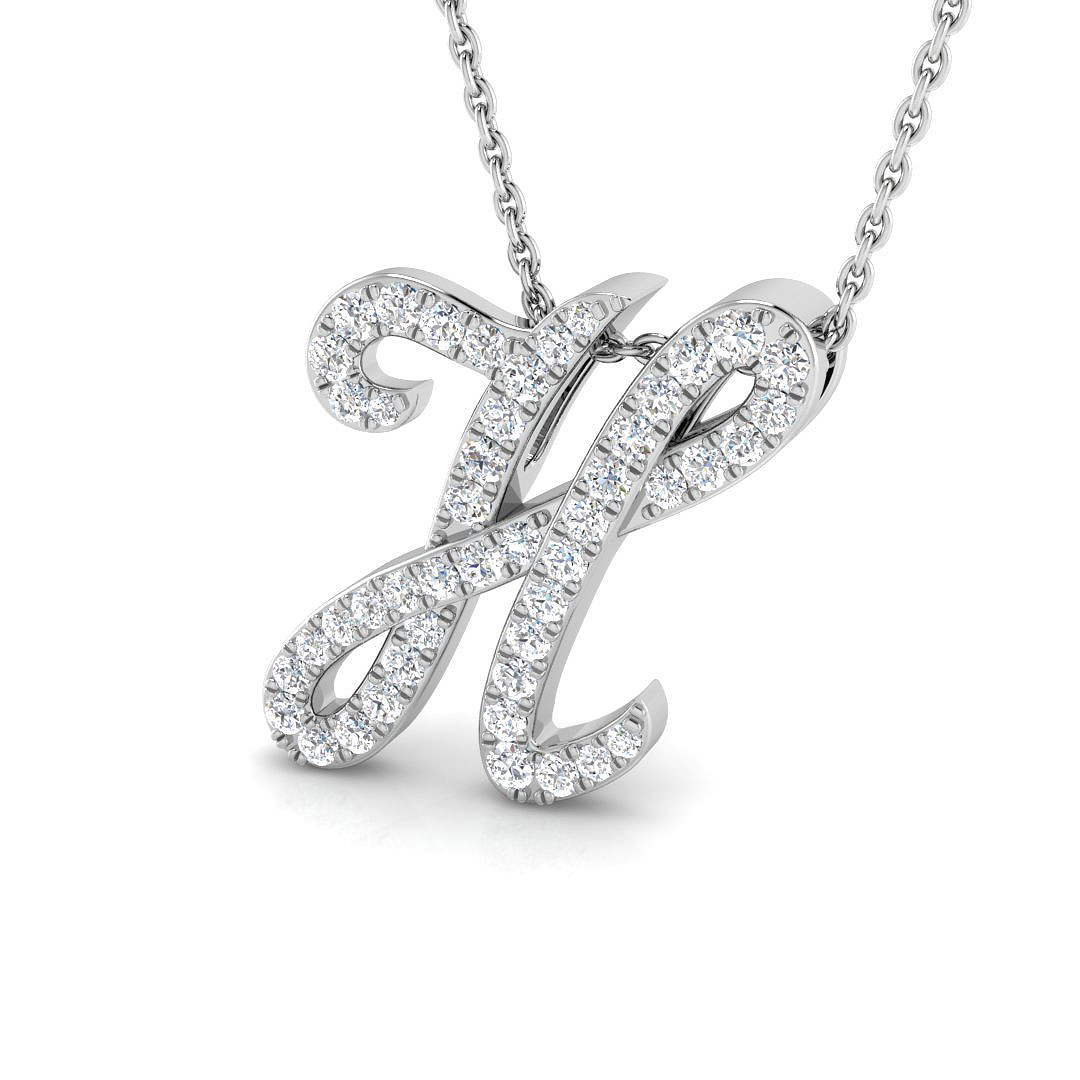 0.40ct Natural Diamond Initials Pendant in 9K White Gold