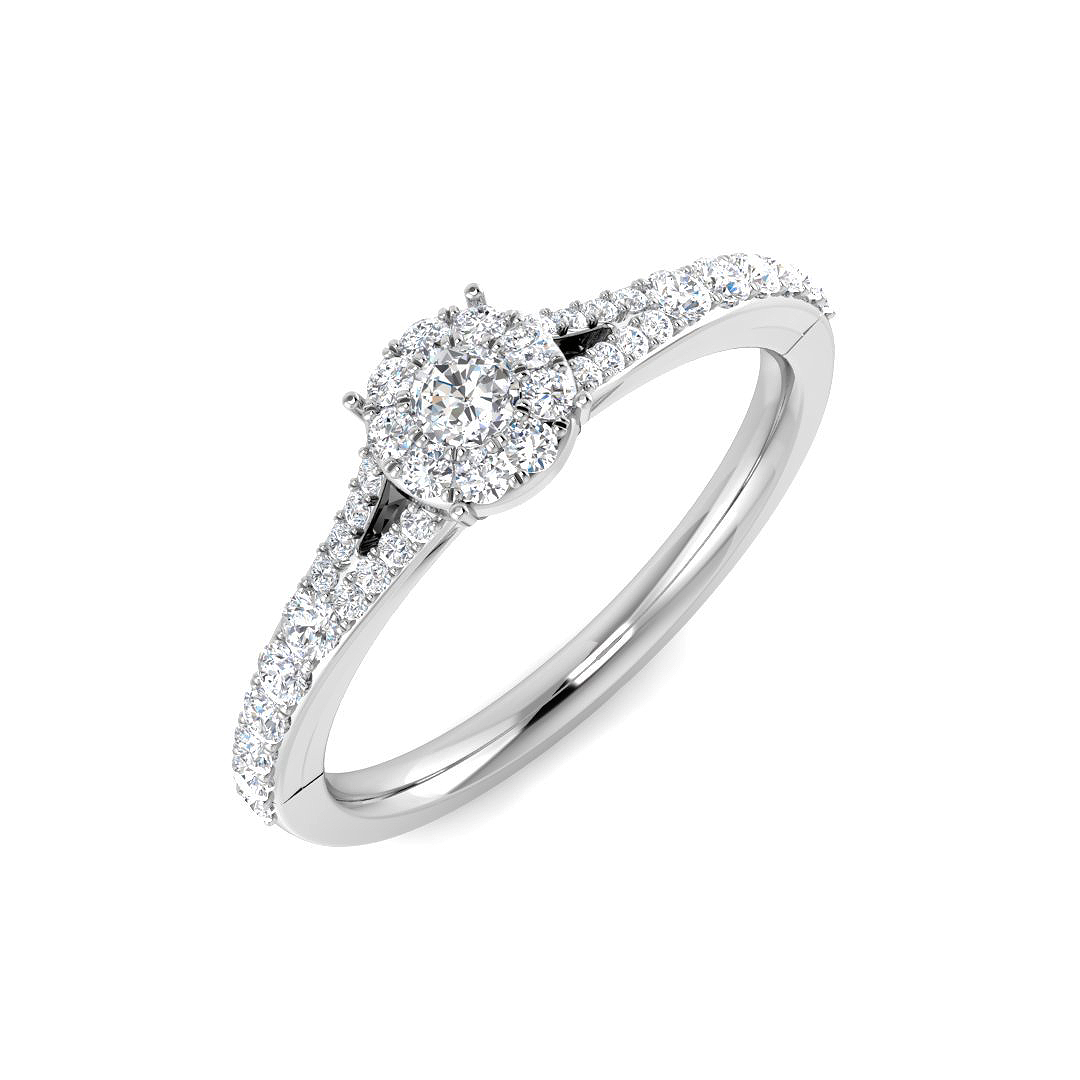 0.36ct Natural Diamond Cluster Ring in 18K White Gold