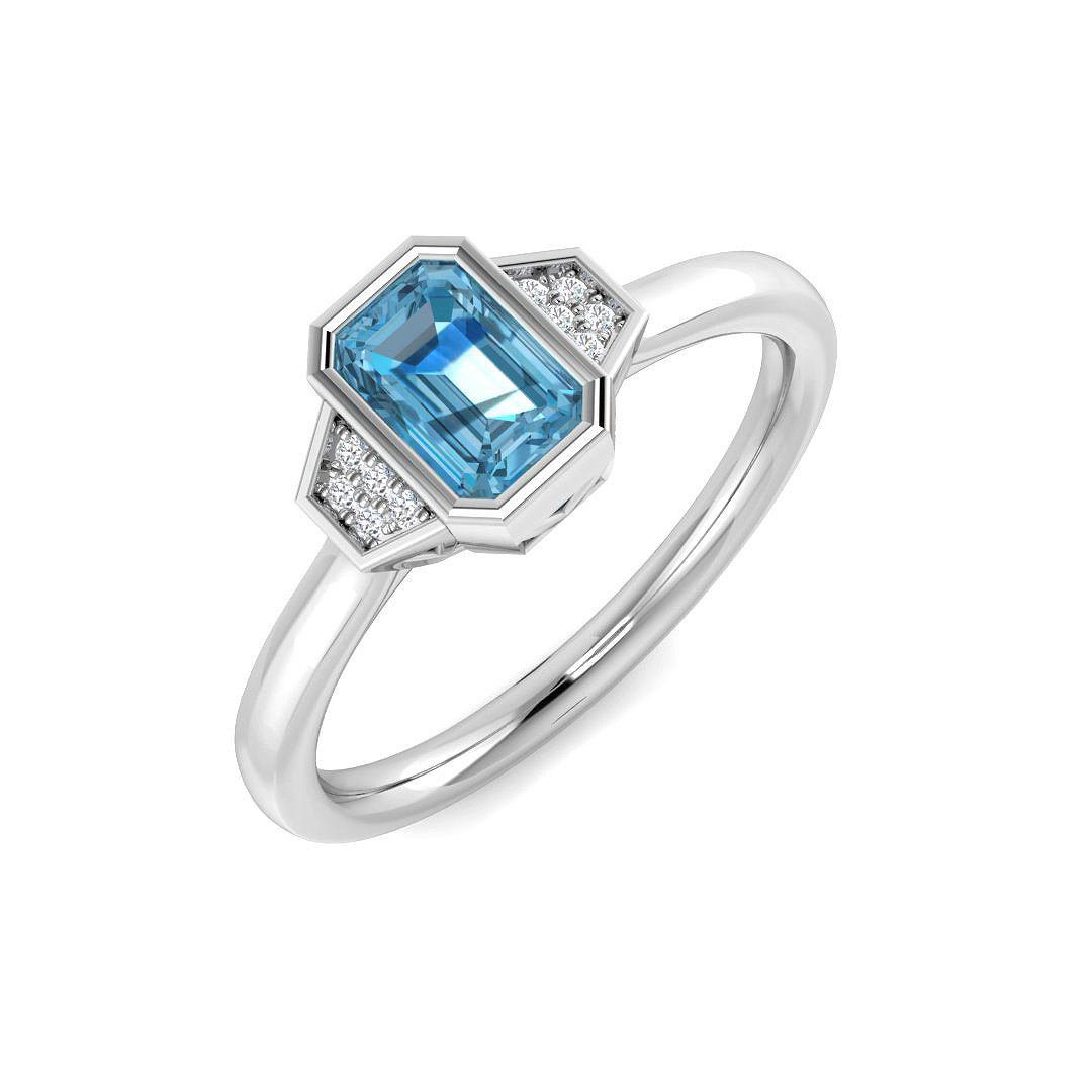 Blue Topaz Ring in 9K White Gold