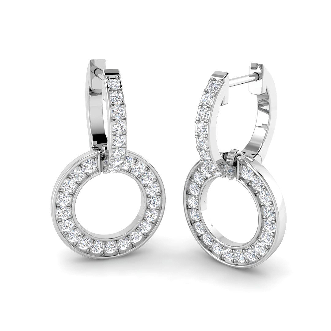 0.63ct Lab-Grown Diamond Drop & Trilogy Earrings in 9K White Gold