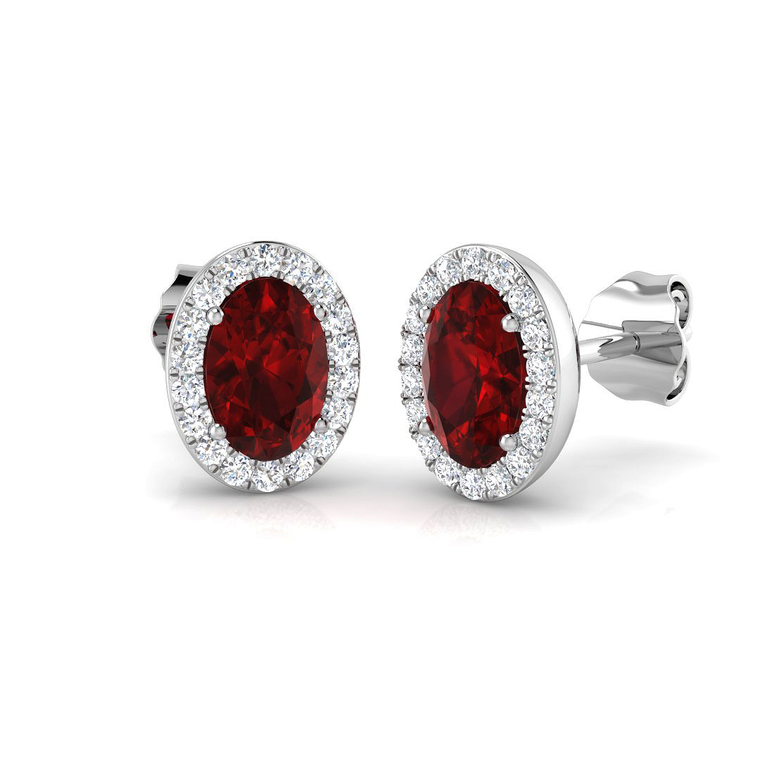 Ruby Earrings in 9K White Gold