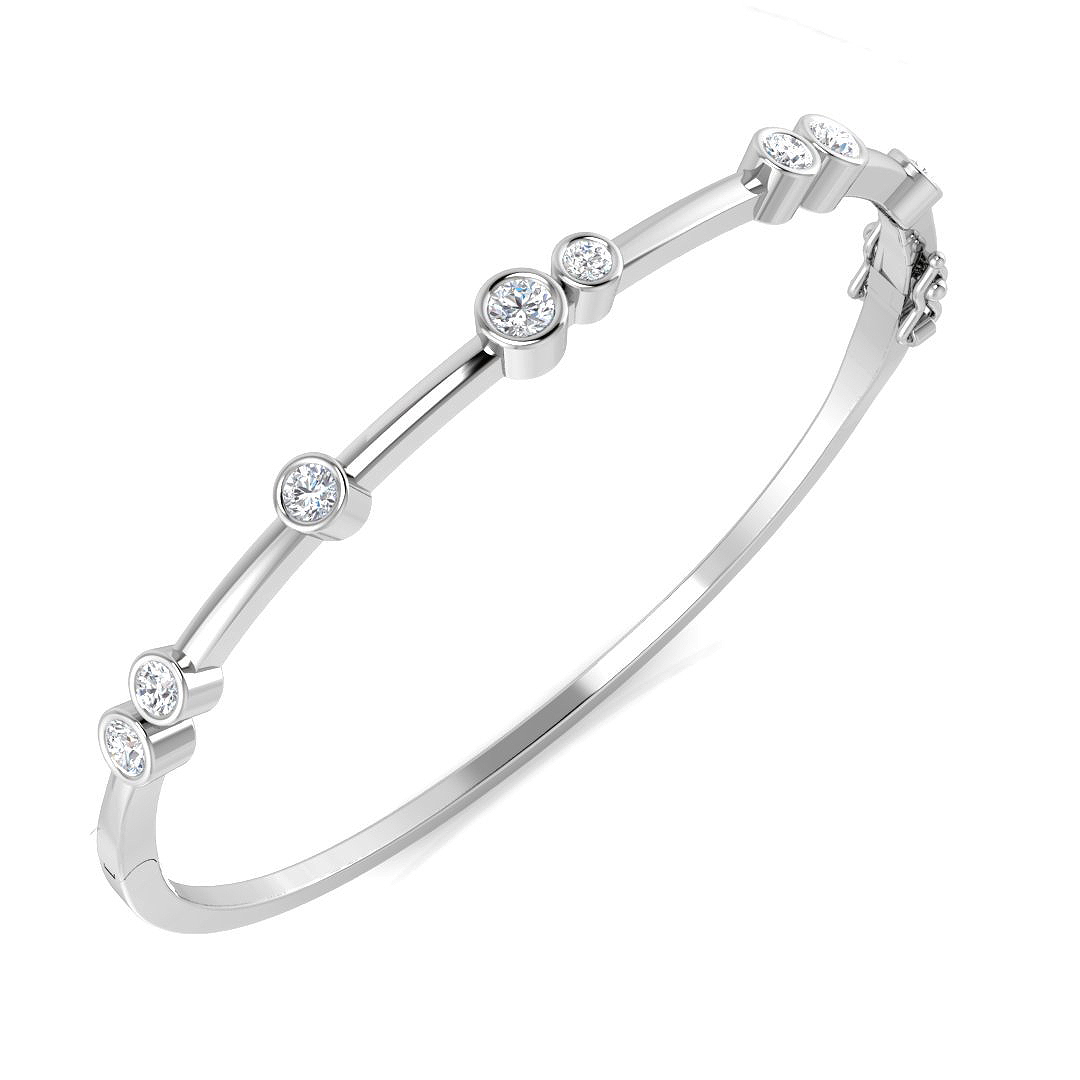 1.10ct Lab-Grown Diamond Bubble Bangle in 9K White Gold