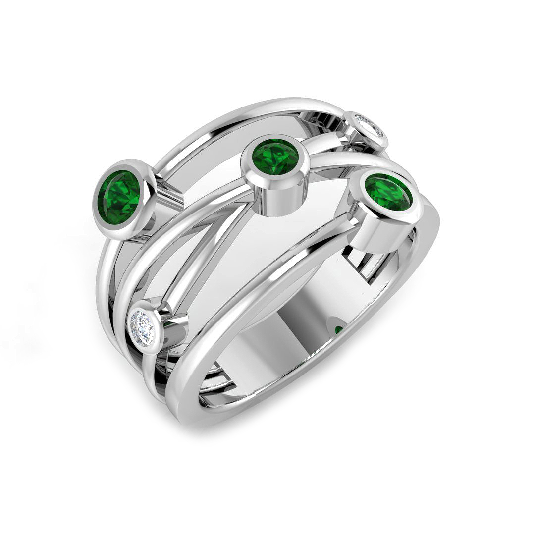 Emerald Ring in 9K White Gold