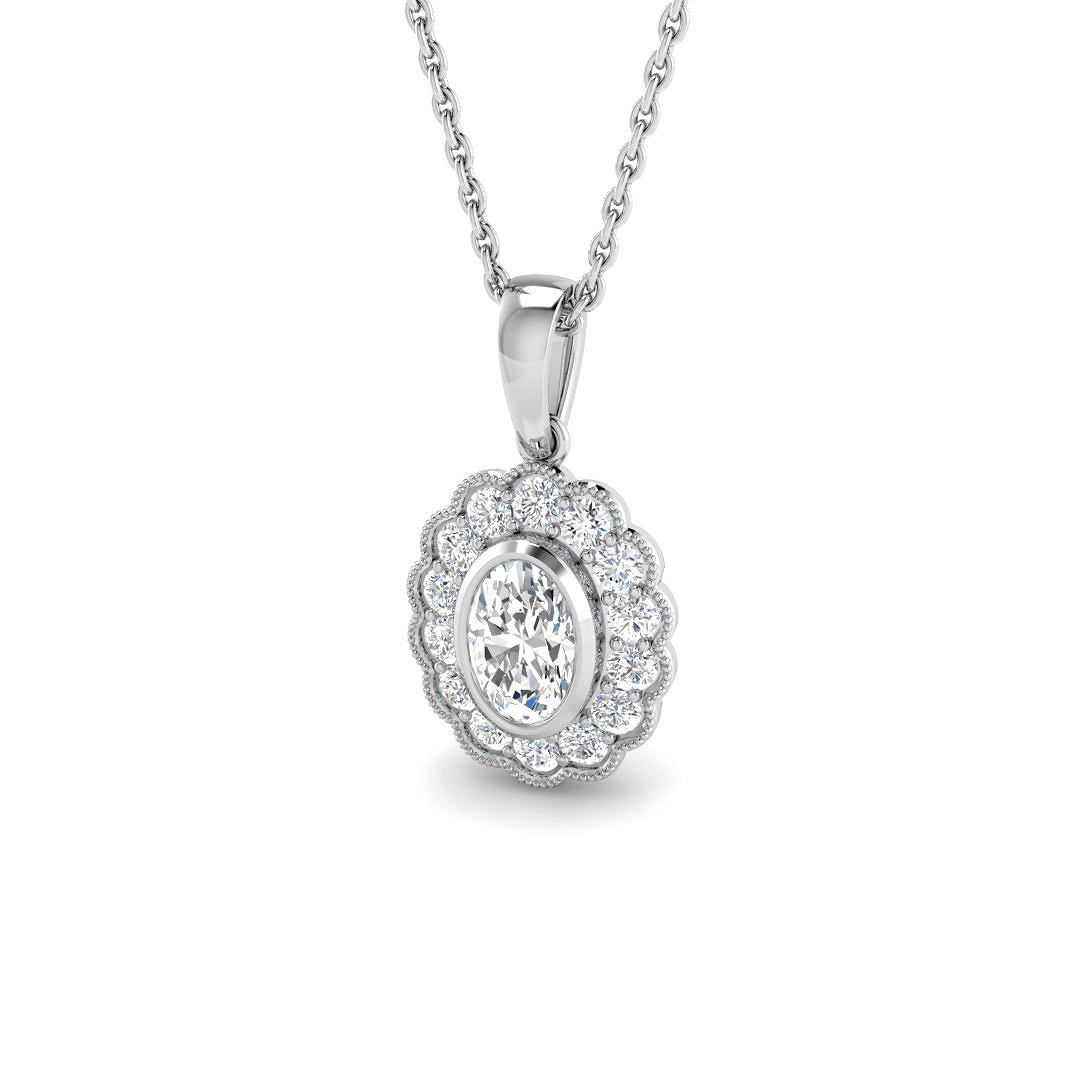 0.70ct Lab-Grown Diamond Vintage Pendant in 9K White Gold